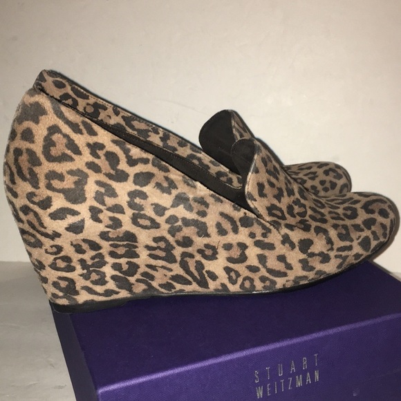 IOB Stuart Weitzman Arise Camel Leopard Suede Wedge - Picture 3 of 6
